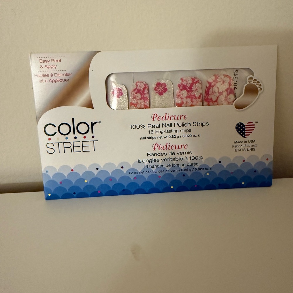 Color Street Pink Floral Pedicure Nail Polish Strips